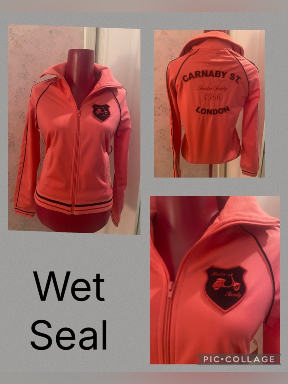 Rare Vintage y2k Wet Seal zip up bomber pink jacket size medium